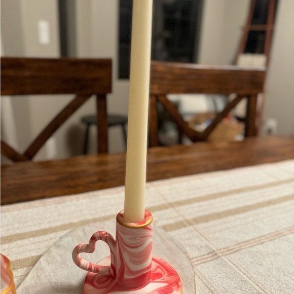 Threshold Ceramic Marbled Heart Taper Holder Valentine's 2024 - Picture 6 of 8